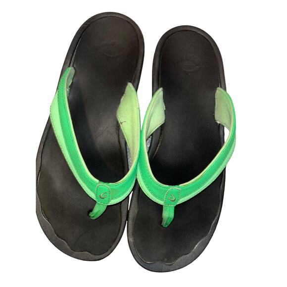 Olukai Ohana Flip‎ Flops Womans Size 11 Light And Dark Green Thong Sandal - Picture 4 of 11